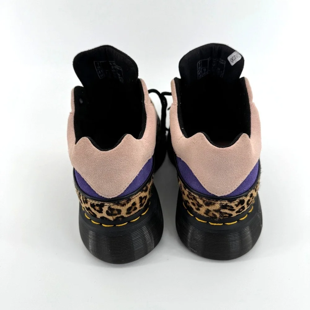 Dr. Martens Buzz 5-Eye Leopard Suede Platform Shoes Womens Sz 9 Pink/Brown Black
